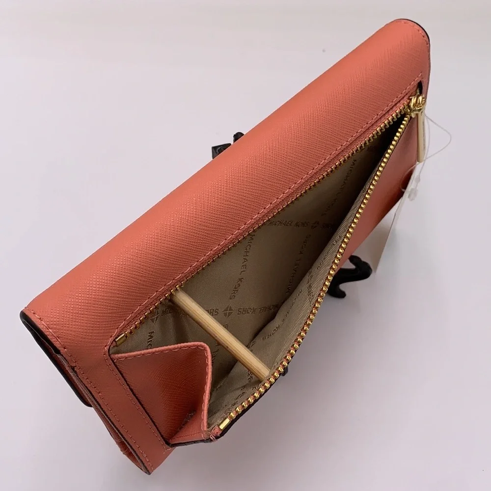 MICHAEL KORS JET SET TRAVEL LARGE TRIFOLD WALLET SHERBERT COLOR - Picture 4 of 13